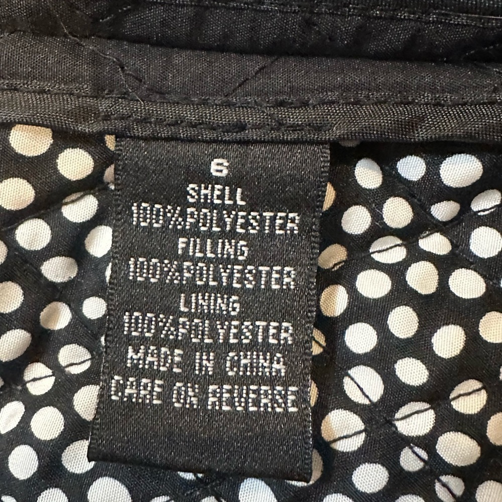 Tara Jones Black Quilted Jacket Polka Dot Lining Classic Chic Lightweight Coat - Picture 10 of 14